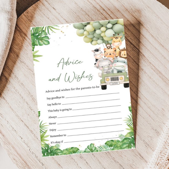 Oh Boy Jungle Safari Shower Advice and Wishes Game (Safari Animals Baby Shower Game)