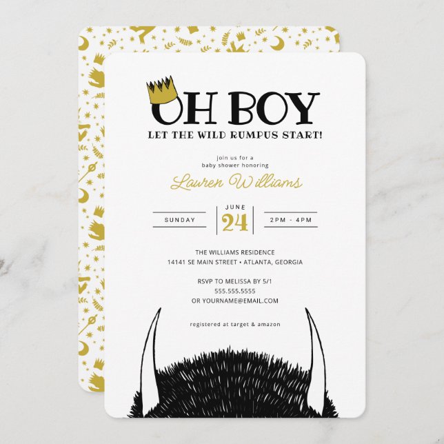 Oh Boy | Let the Wild Rumpus Start Baby Shower Invitation (Front/Back)