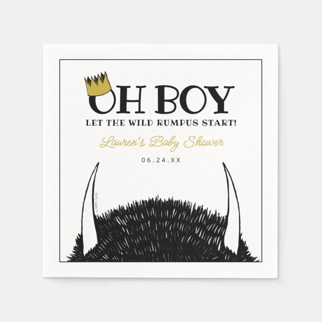 Oh Boy | Let the Wild Rumpus Start Baby Shower Napkin (Front)