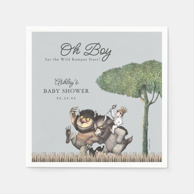 Oh Boy! Let the Wild Rumpus Start | Baby Shower Napkin (Front)