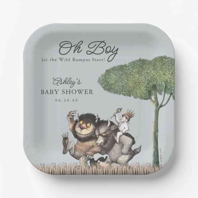 Oh Boy! Let the Wild Rumpus Start | Baby Shower Paper Plate (Front)