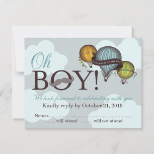 Oh Boy lil man hot air balloon RSVP card