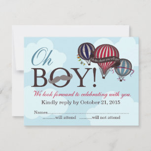 Oh Boy lil man hot air balloon RSVP card