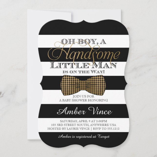 Oh Boy Little Man Baby Shower Invitation (Front)