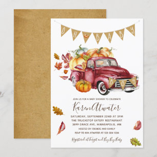 Oh Boy Little Pumpkin Fall Baby Shower Invitation