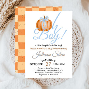 Oh Boy Little Pumpkin is On The Way Baby Shower Invitation