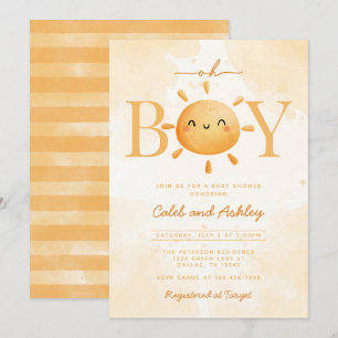 Oh Boy Little Ray of Sunshine Sun Baby Shower Invitation
