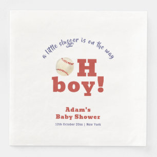 Oh Boy Little Slugger Baseball Sport Baby Shower  Napkin