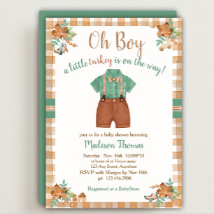 Oh Boy Little Turkey Baby Shower Invitation