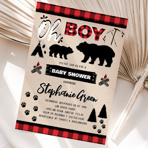 Oh Boy Lumberjack Baby Shower Invitation