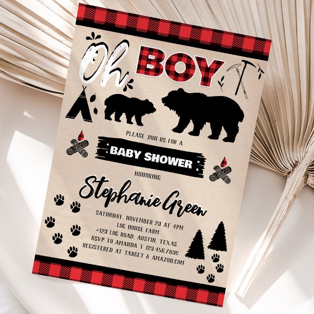 Oh Boy Lumberjack Baby Shower Invitation (Creator Uploaded)
