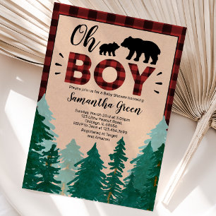 Oh Boy Lumberjack Baby Shower Invitation