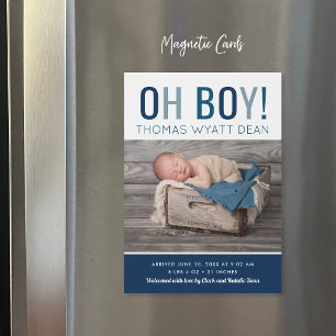 Oh Boy Magnetic Photo Birth Announcement
