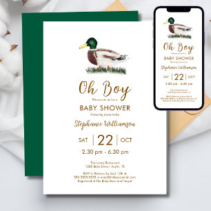 Oh Boy Mallard Duck Baby Shower  Invitation