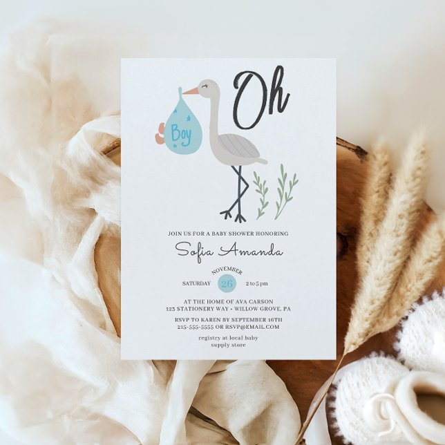 Oh Boy Minimalist Baby Shower Invitation (Creator Uploaded)