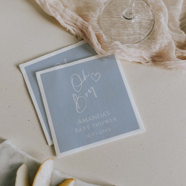 Oh Boy Minimalist Modern Baby Shower Napkin (Creator Uploaded)