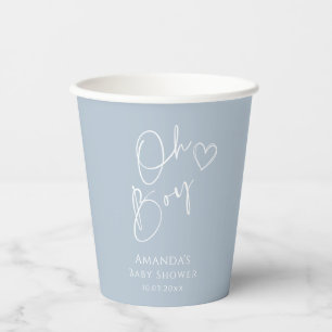 Oh Boy Minimalist Modern Baby Shower Paper Cups