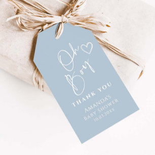 Oh Boy Minimalist Modern Baby Shower Thank You Gift Tags