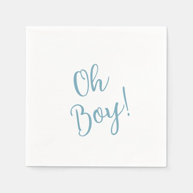 Oh Boy Modern Cute Blue Boy Baby Shower Napkin (Front)