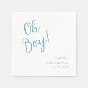 Oh Boy Modern Cute Blue Boy Baby Shower Napkin