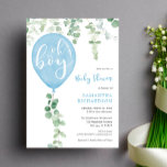 Oh boy modern eucalyptus blue balloons baby shower invitation<br><div class="desc">For more advanced customisation of this design,  simply select the "Customise It" button above!</div>