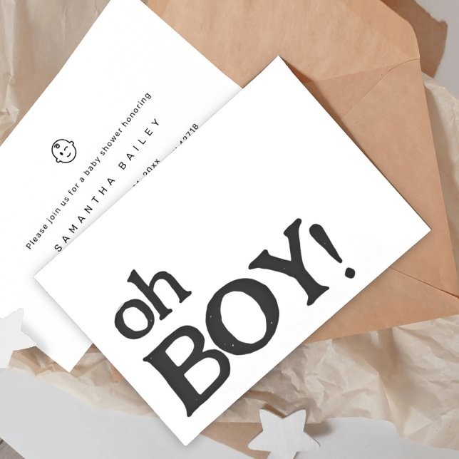Oh Boy Modern Minimalistic Baby Shower Invite (Creator Uploaded)