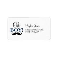 Oh Boy Moustache Baby Shower Address Label