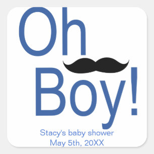 Oh Boy Moustache Baby Shower Sticker