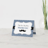 Oh Boy Moustache Baby Shower Thank You Card