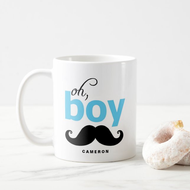Oh Boy Moustache | Personalised Statement Mug (With Donut)