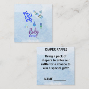Oh Boy Oh Baby 2-tone blue Baby Shower Enclosure Card