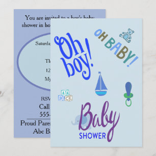 Oh Boy! Oh Baby! Baby Shower Invitation