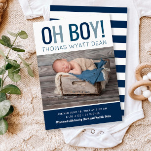 Oh Boy Photo Birth Announcement