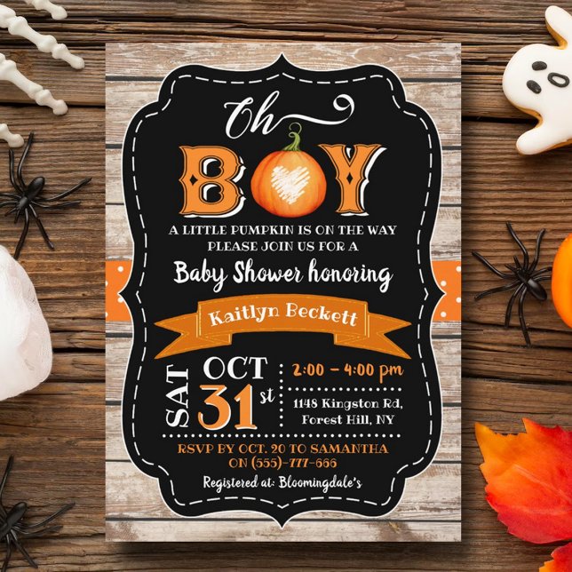 "Oh Boy" Pumpkin Baby Shower Invitation (Creator Uploaded)