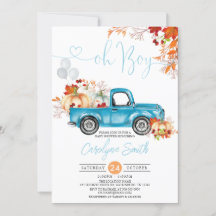 Oh Boy Pumpkin Blue Truck Fall Baby Shower