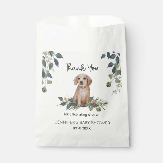 Oh Boy! Retriever Puppy Watercolor Dog Baby Shower Favour Bags (Front)