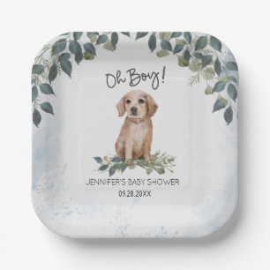 Oh Boy! Retriever Watercolor Dog Custom Paper Plate