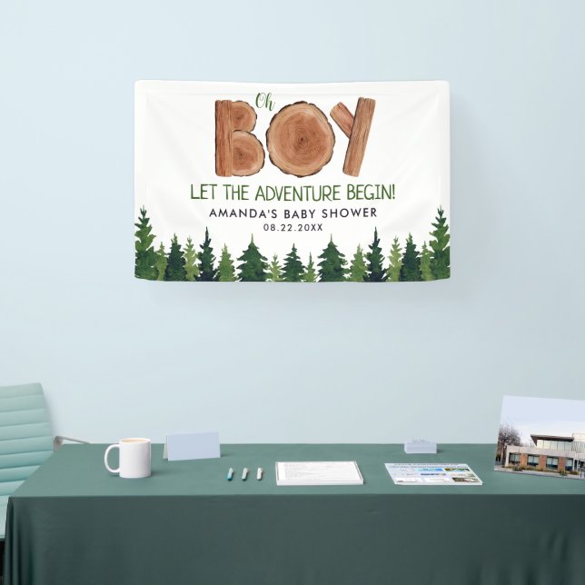 Oh Boy -  Rustic Boy Woodland Baby Shower  Banner (Tradeshow)