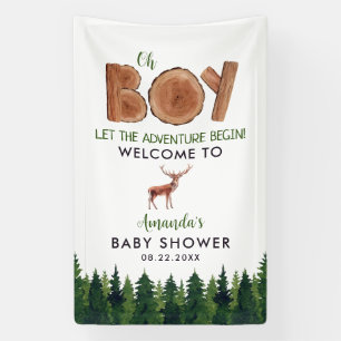 Oh Boy -  Rustic Boy Woodland Baby Shower Welcome Banner