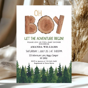 Oh Boy Rustic Woodland Adventure Baby Shower Invitation