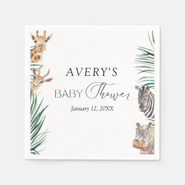 Oh Boy Safari Animals Baby Shower Napkins (Front)