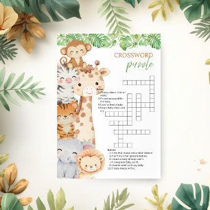 Oh Boy! Safari Baby Shower Crossword Puzzle Invitation