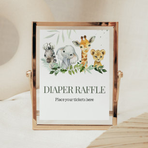 Oh Boy Safari Baby Shower Diaper Raffle Poster