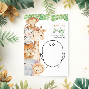 Oh Boy! Safari Baby Shower Draw the Baby Game Invitation