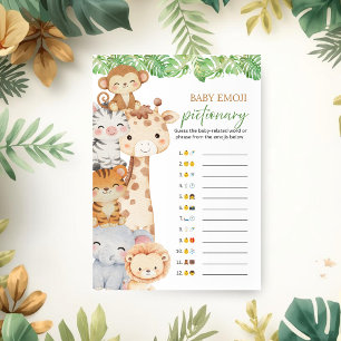 Oh Boy! Safari Baby Shower Emoji Pictionary Game Invitation