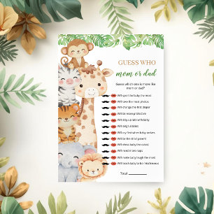 Oh Boy! Safari Baby Shower   Guess Who? Mum or Dad Invitation