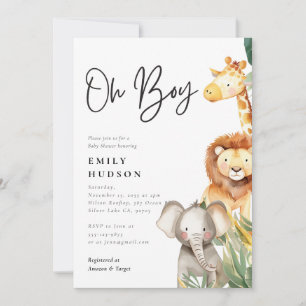 Oh Boy Safari Baby Shower Invitation