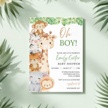 Oh Boy! Safari Baby Shower Invitation