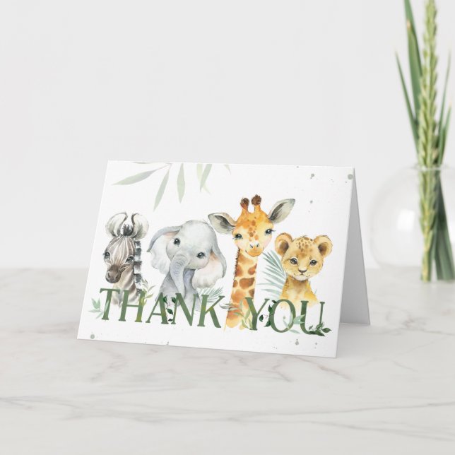 Oh Boy Safari Baby Shower  Thank You Card (Front)
