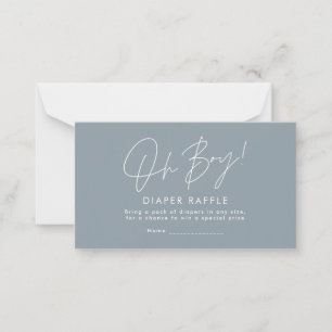 oh boy script blue baby shower diaper raffle card